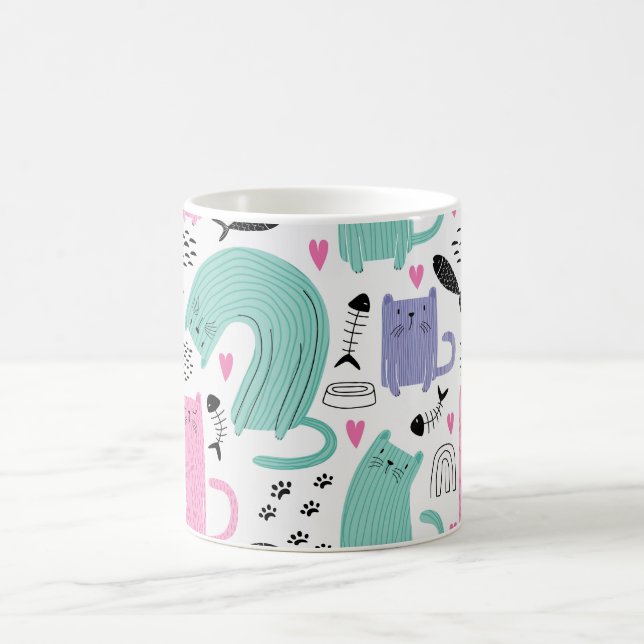 Niedliches Katzen Muster Kaffeetasse (Mittel)
