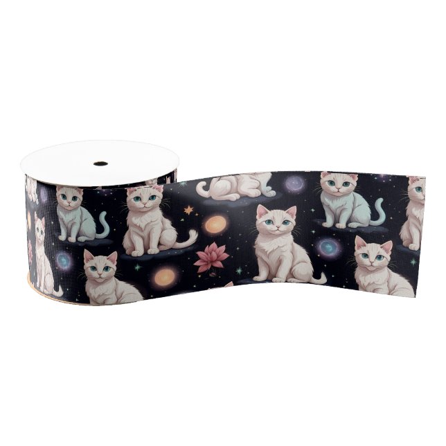 Niedliches Katzen Muster Ripsband (Spule)