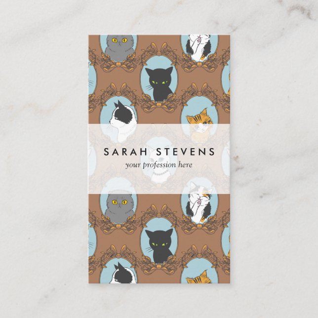 Niedliches Katzen-Muster Visitenkarte (Vorderseite)