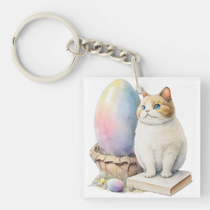 Niedliches Katzen Ostereier Happy Ostertag, Osterk Schlüsselanhänger