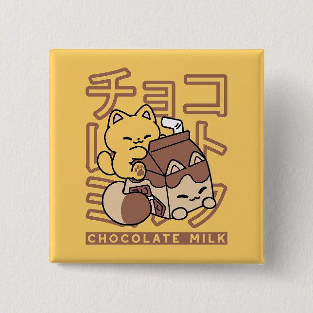 Niedliches Katzen Schokolade Milchkarton Kawaii Ku Button (Vorderseite)