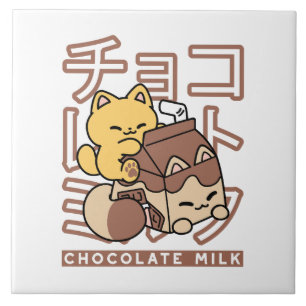 Niedliches Katzen Schokolade Milchkarton Kawaii Ku Fliese