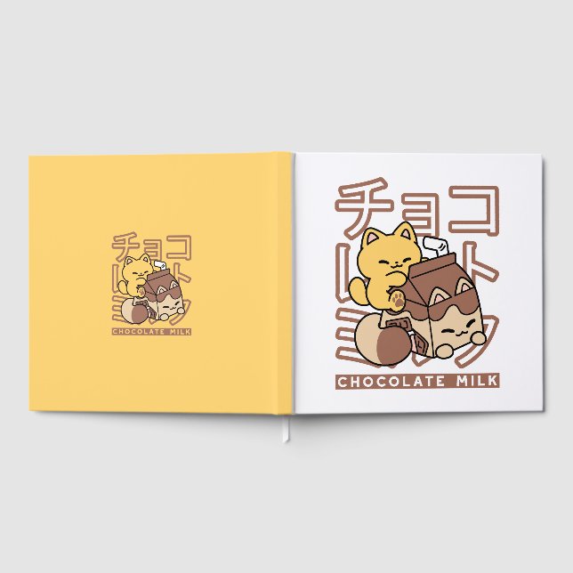 Niedliches Katzen Schokolade Milchkarton Kawaii Ku Gästebuch (Voll)