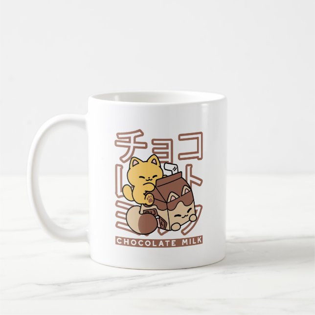 Niedliches Katzen Schokolade Milchkarton Kawaii Ku Kaffeetasse (Links)