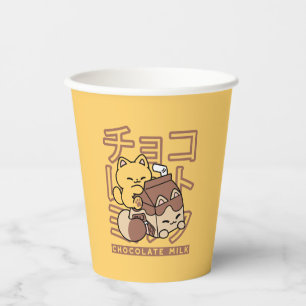 Niedliches Katzen Schokolade Milchkarton Kawaii Ku Pappbecher