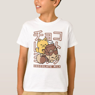 Niedliches Katzen Schokolade Milchkarton Kawaii Ku T-Shirt