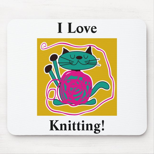 Niedliches Katzen-Stricken Mousepad (Vorne)