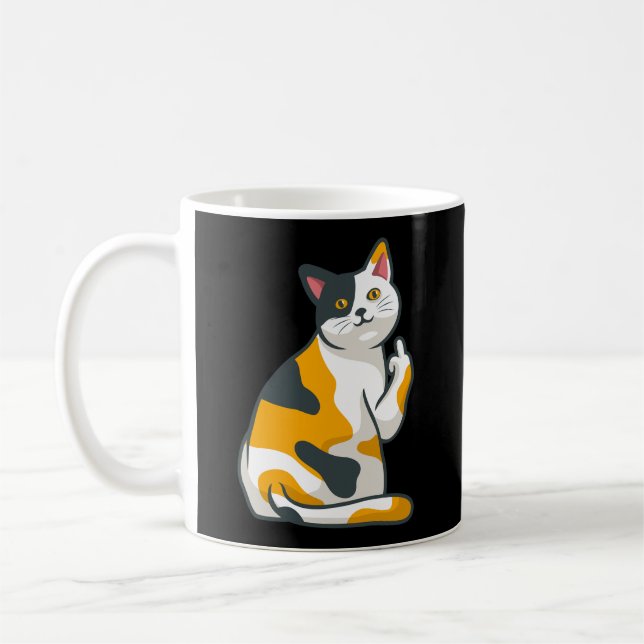Niedliches Katzen Tier Drehe Sie von Middle Finger Kaffeetasse (Links)