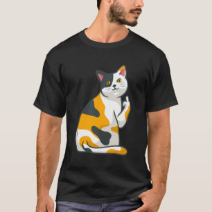 Niedliches Katzen Tier Drehe Sie von Middle Finger T-Shirt