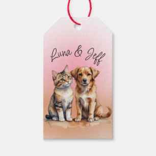 Niedliches Katzen- und Hundefarben Geschenkanhänger