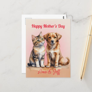 Niedliches Katzen- und Hundefarben Postkarte