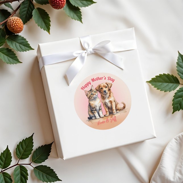 Niedliches Katzen- und Hundefarben Runder Aufkleber (Von Creator hochgeladen)