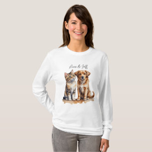 Niedliches Katzen- und Hundefarben T-Shirt