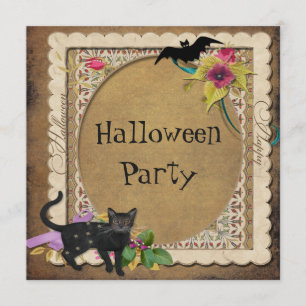 Niedliches Katzen-und Schläger-Vintages Einladung