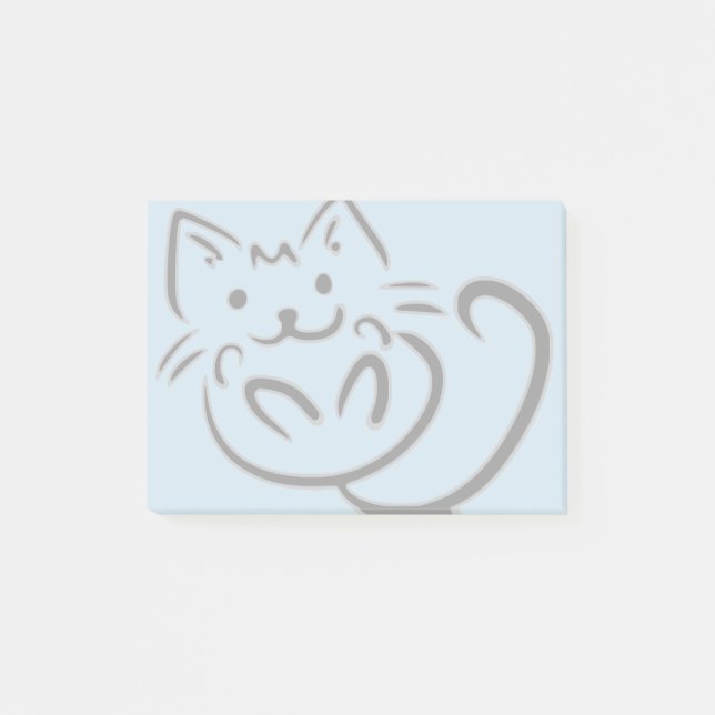 Niedliches Katzen-Zeichnen Post-it Klebezettel (Vorderseite)