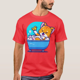 Niedliches Katzenbad in der Badewanne mit Duckspie T-Shirt