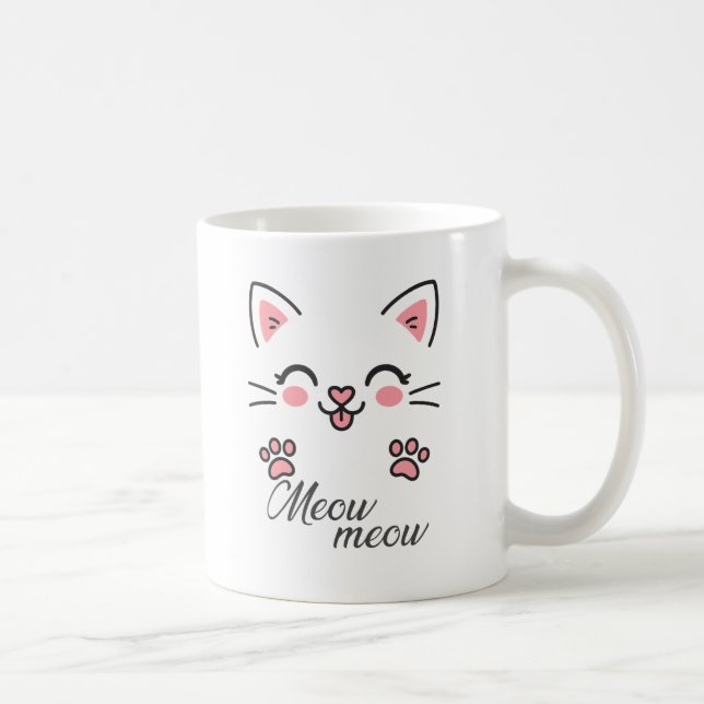 Niedliches Katzendesign Kaffeetasse (Rechts)