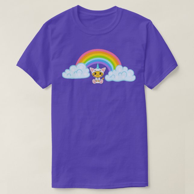Niedliches Katzeneinhorn und Regenbogen Trimix T-Shirt (Design vorne)