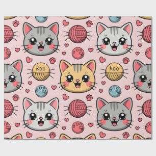 Niedliches Katzenfacenwrapping Paper - Kawaii Kitt Geschenkpapier