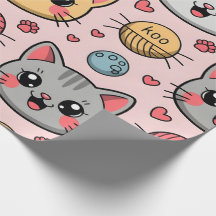 Niedliches Katzenfacenwrapping Paper - Kawaii Kitt
