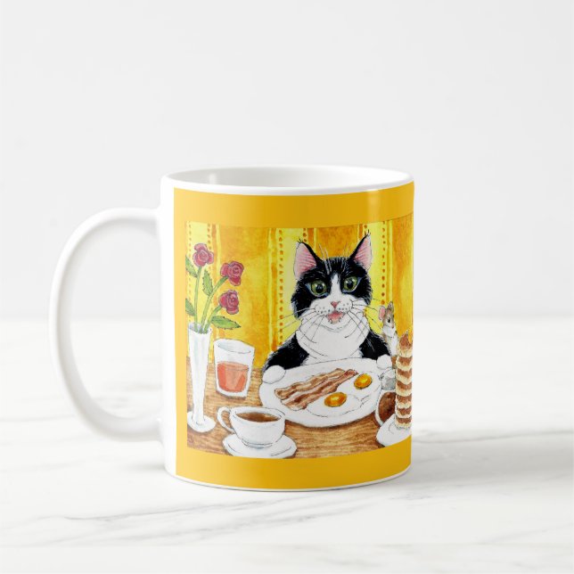 Niedliches Katzenfrühstück Tasse (Links)