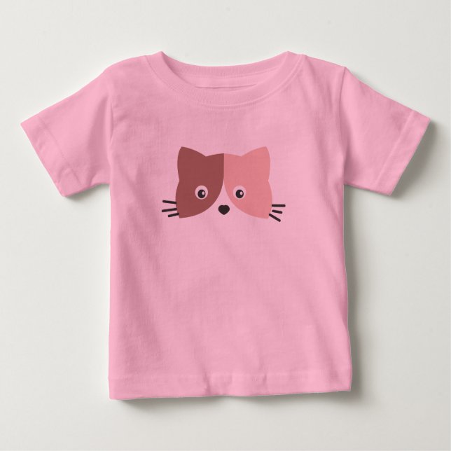 Niedliches Katzengesicht Baby T-shirt (Vorderseite)