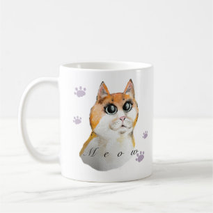 Niedliches Katzengesicht. Rote Katze. Kaffeetasse