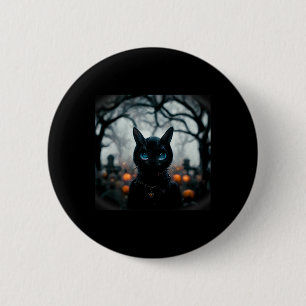 Niedliches Katzengesicht zu Halloween Button