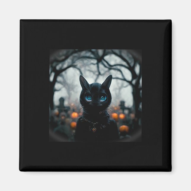 Niedliches Katzengesicht zu Halloween Magnet (Vorne)