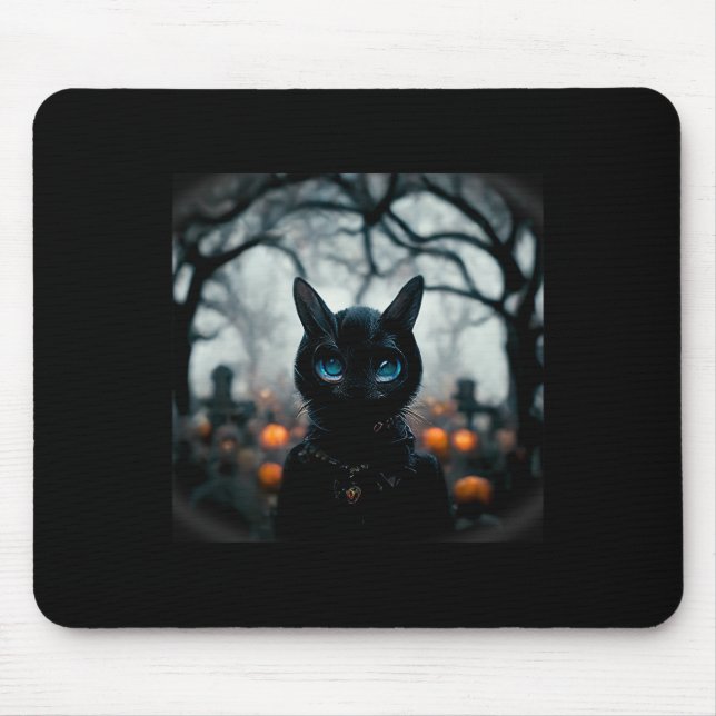 Niedliches Katzengesicht zu Halloween Mousepad (Vorne)