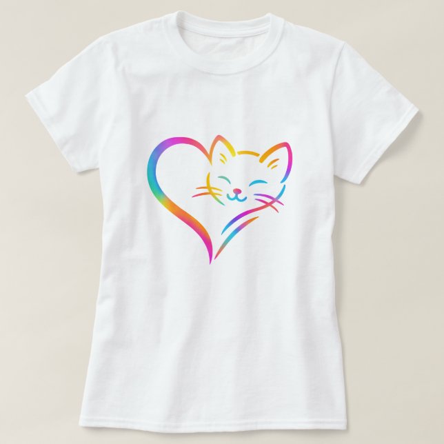 Niedliches Katzenherz, Niedliche Herzkatze Mama Fr T-Shirt (Design vorne)