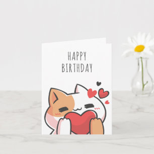 Niedliches Katzenherz zum Geburtstag Karte