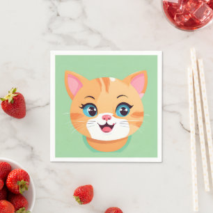 Niedliches Katzenkätzchen Face Heimtiertiere Gebur Serviette