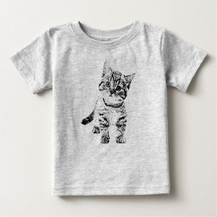 Niedliches Katzenkätzchen Schwarzer Schreibstift Baby T-shirt