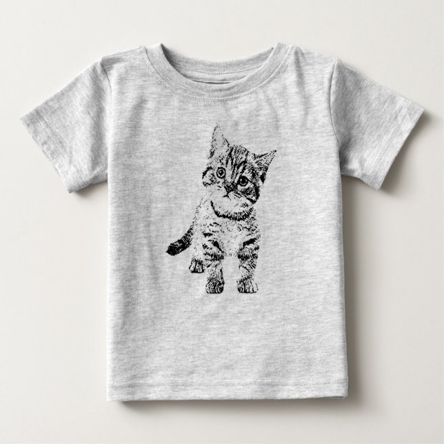 Niedliches Katzenkätzchen | Schwarzer Schreibstift Baby T-shirt (Vorderseite)
