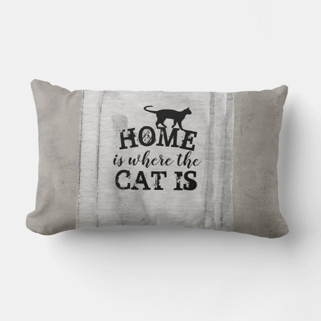 niedliches Katzenkissen in Grau Lendenkissen (Vorderseite)