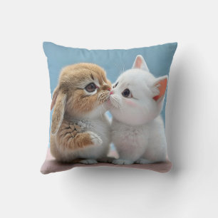 Niedliches Katzenkissen- und Kaninchenkissen Kissen