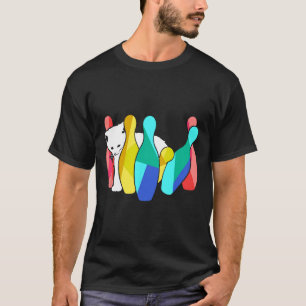 Niedliches Katzenklopfen über Bowling Buttone Kitt T-Shirt