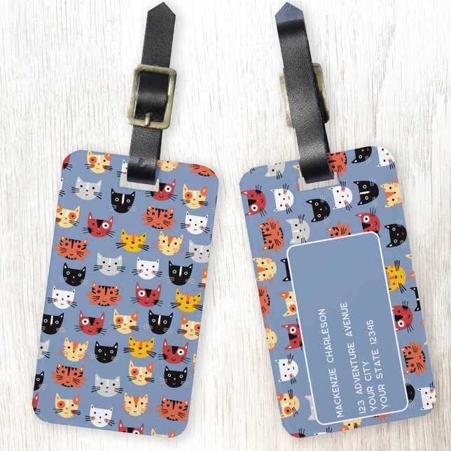 Niedliches Katzenmuster Gepäckanhänger (Fun cat personalized luggage tags for animal lovers)