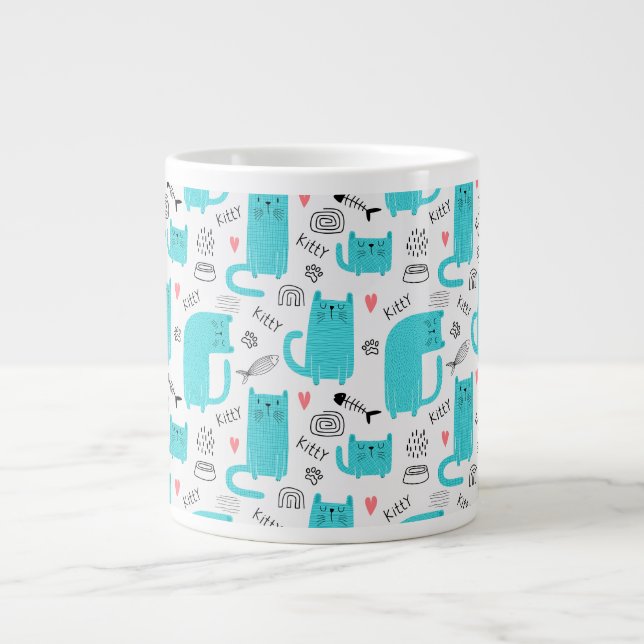 Niedliches Katzenmuster Jumbo-Tasse (Vorderseite)