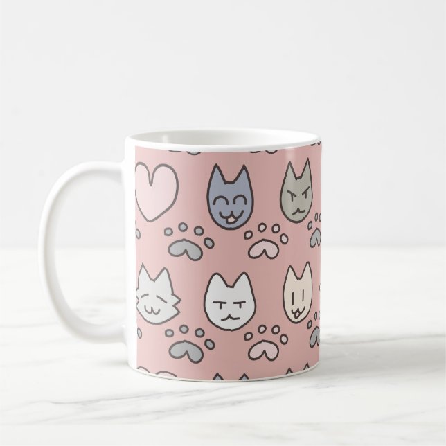 Niedliches Katzenmuster Kaffeetasse (Links)