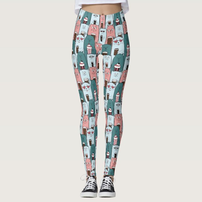 Niedliches Katzenmuster Leggings (Vorderseite)