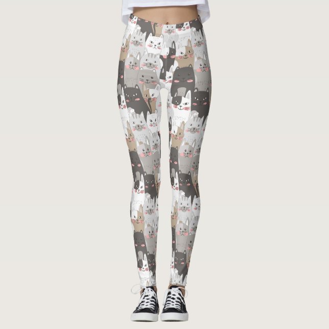 Niedliches Katzenmuster Leggings (Vorderseite)