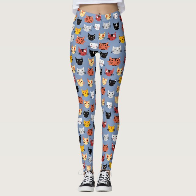 Niedliches Katzenmuster Leggings (Vorderseite)