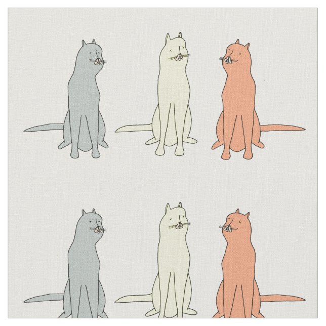 Niedliches Katzenmuster mit drei Fugenkatzen Stoff (Nahaufnahme)