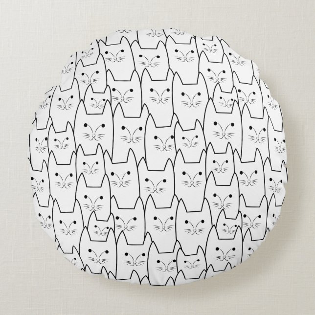 Niedliches Katzenmuster Rundes Kissen (Vorderseite)