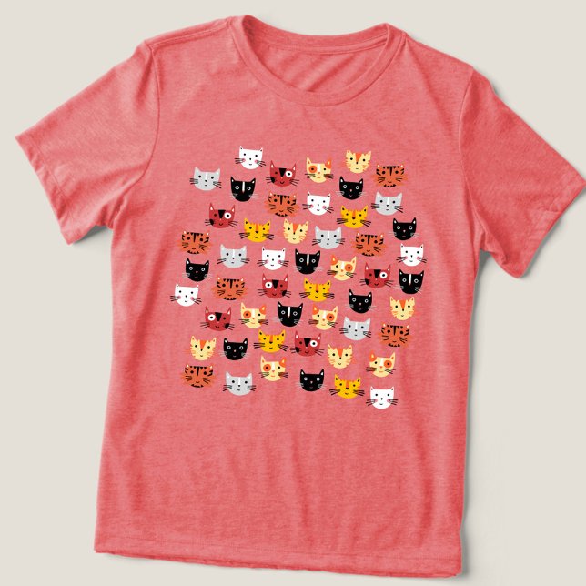 Niedliches Katzenmuster Tri-Blend Shirt (Fun kitty cat pattern t-shirt)