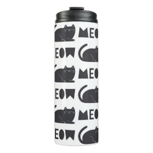niedliches Katzenmuster. Vintage Darstellung Thermosbecher