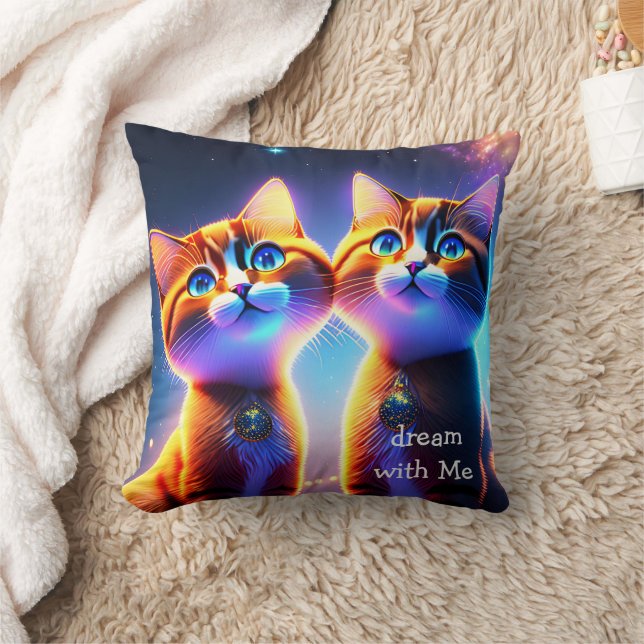 Niedliches Katzenpaar unter dem Sternenhimmel - Kissen (Decke)