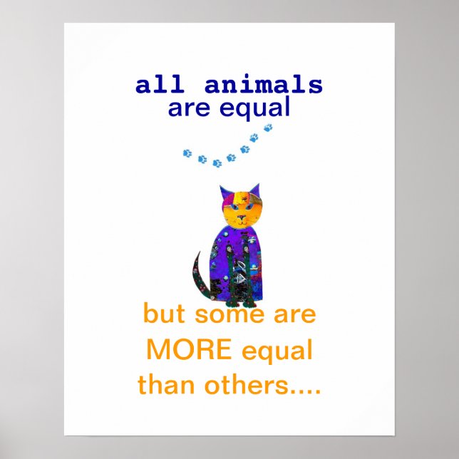 niedliches Katzenposter-Zitat mit Originalkunst Poster (Vorne)